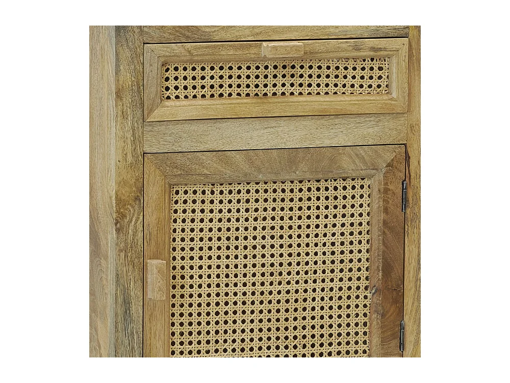 Table de nuit en manguier et cannage