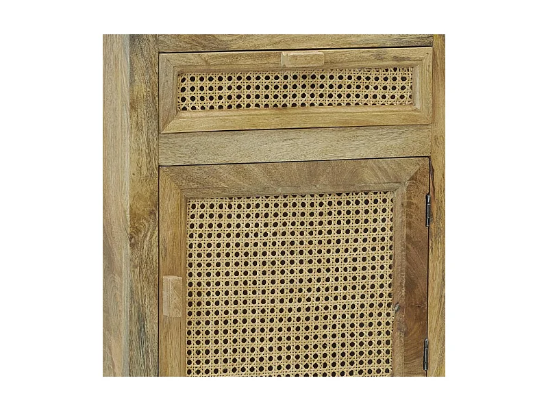 Table de nuit en manguier et cannage
