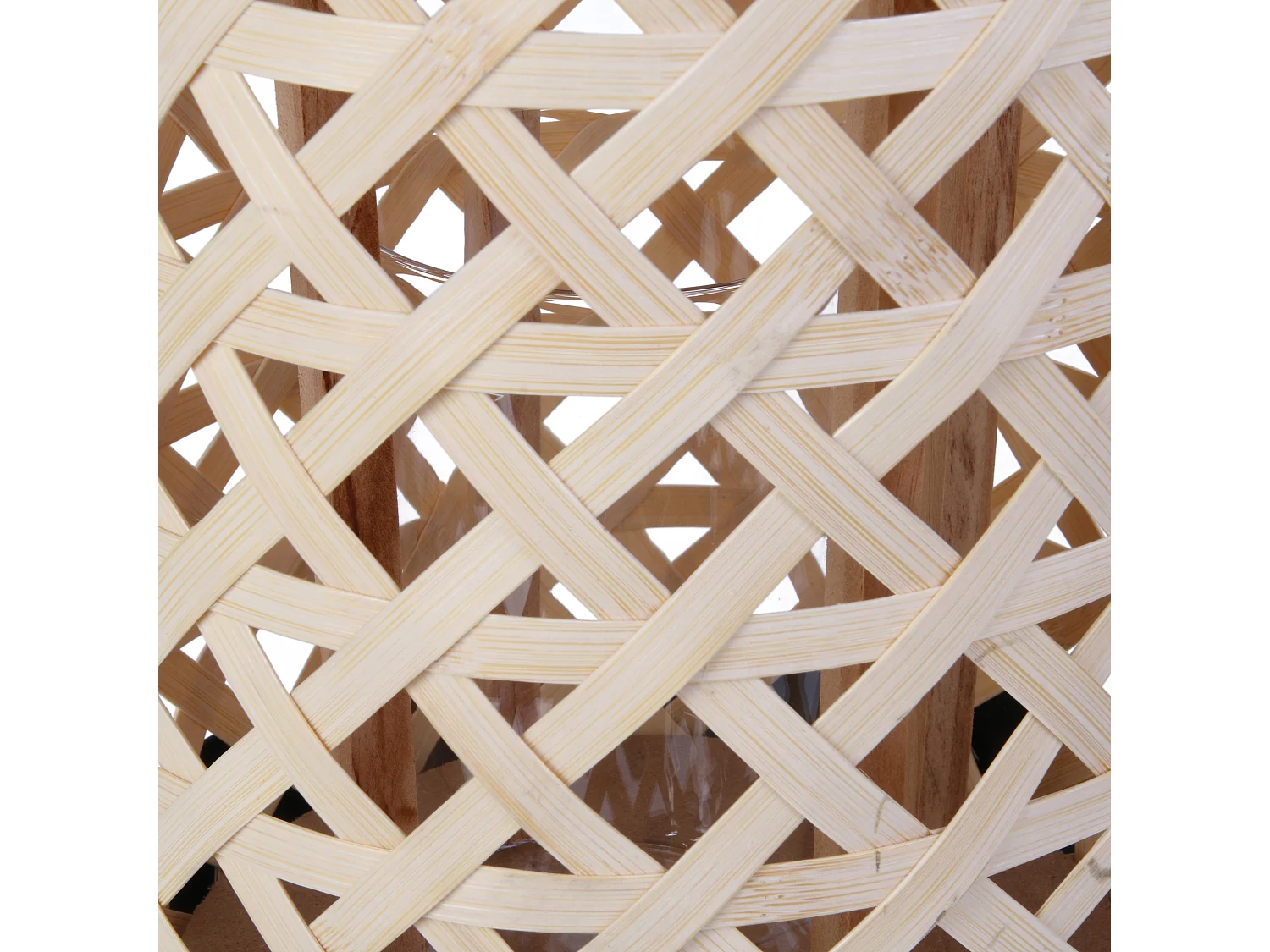 Lanterne Tressee Noir H38.5cm Beige, Noir