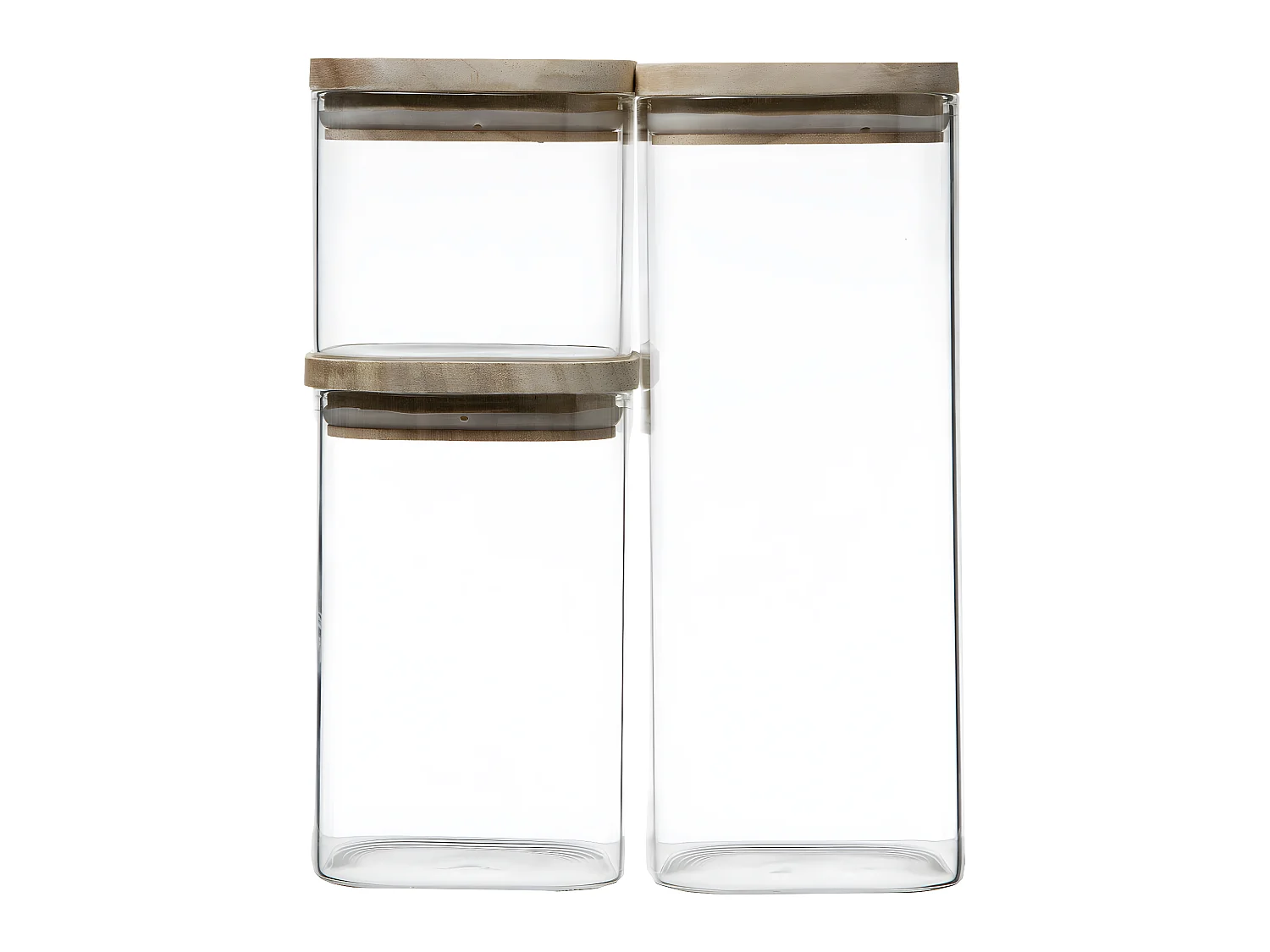 Set van 3 Stapelbare Glazen Potten Transparant - FIVE