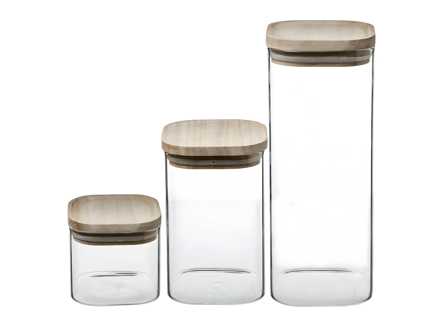 Set van 3 Stapelbare Glazen Potten Transparant - FIVE