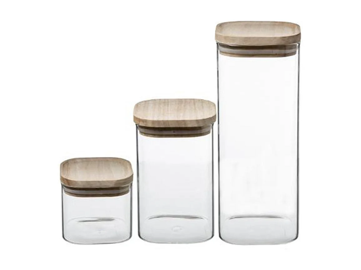 Lot de 3 Bocaux "Empilables" 24cm Transparent