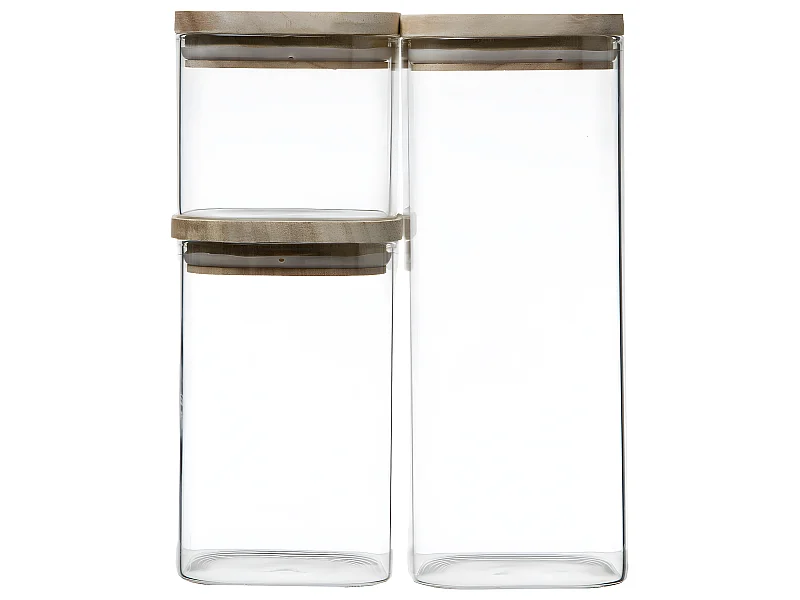 Lot de 3 Bocaux "Empilables" 24cm Transparent