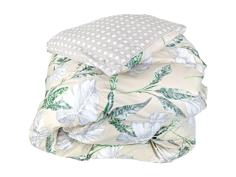 Housse de couette 280x240 cm satin de coton VOYAGE beige Lin