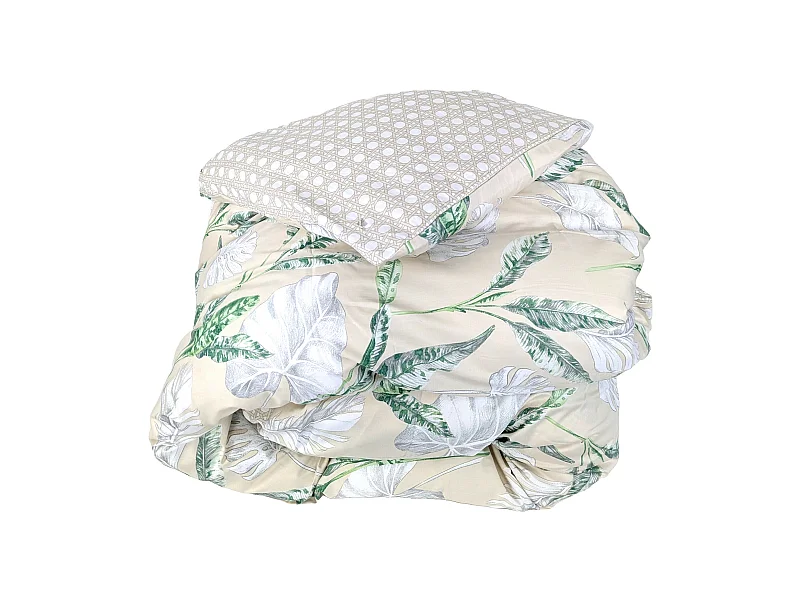 Housse de couette 140x200 cm satin de coton VOYAGE beige Lin