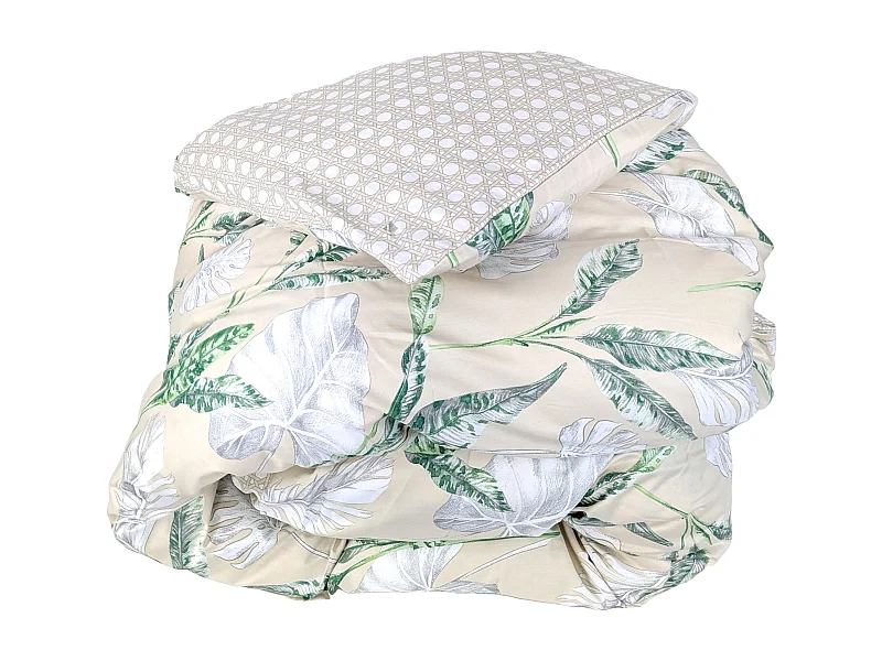 Housse de couette 140x200 cm satin de coton VOYAGE beige Lin