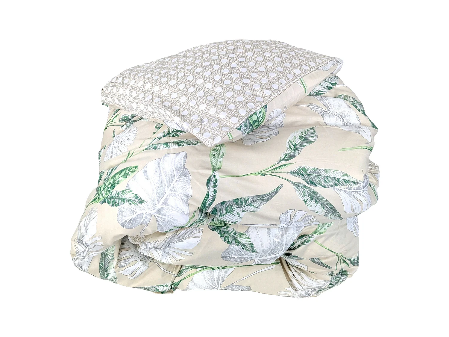 Housse de couette 140x200 cm satin de coton VOYAGE beige Lin