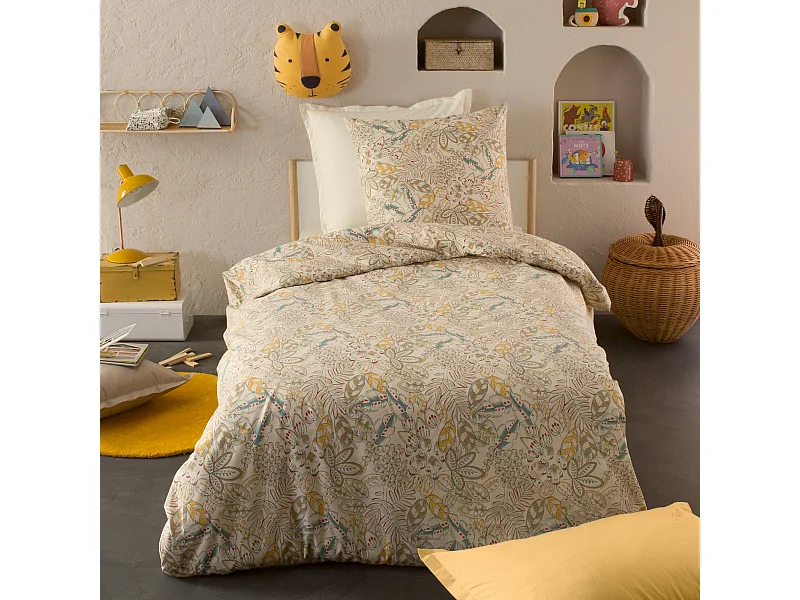 Parure de lit 140x200 cm coton SACHA écru Naturel 2 pièces