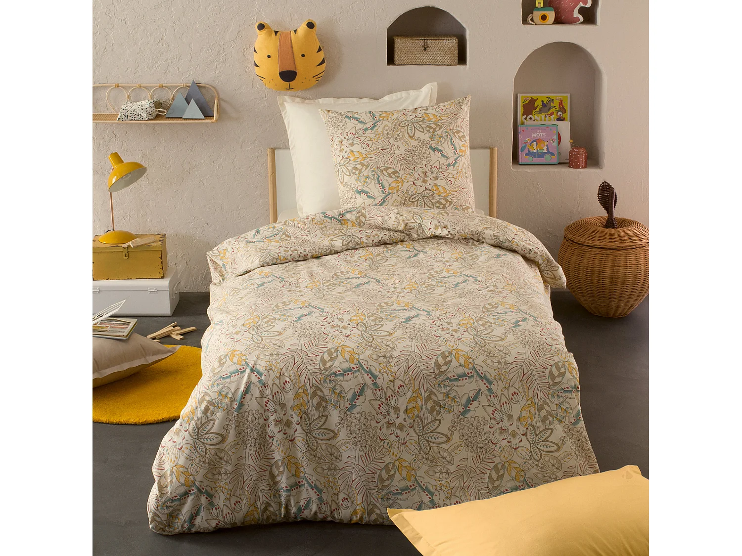 Parure de lit 140x200 cm coton SACHA écru Naturel 2 pièces