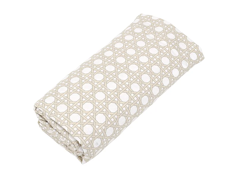 Drap housse imprimé 140x190 cm satin de coton VOYAGE Lin Bonnet 30 cm