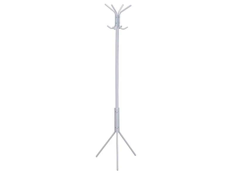Porte-manteaux ARIST portant pour vêtements sur pied hauteur 174 cm avec 8 crochets, meuble d'entrée en métal laqué blanc