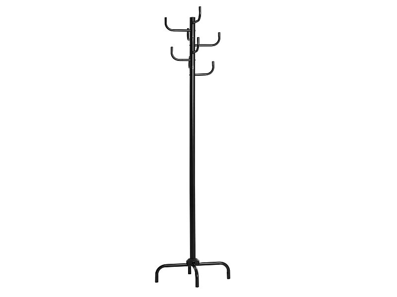 Porte-manteaux perroquet KAKTUS avec 8 portants crochets de hauteur différente, structure en métal laqué noir