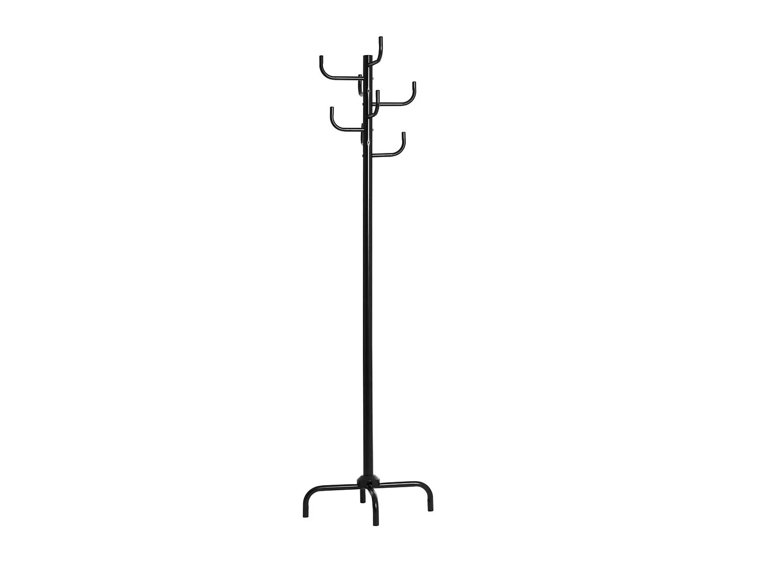 Porte-manteaux perroquet KAKTUS avec 8 portants crochets de hauteur différente, structure en métal laqué noir