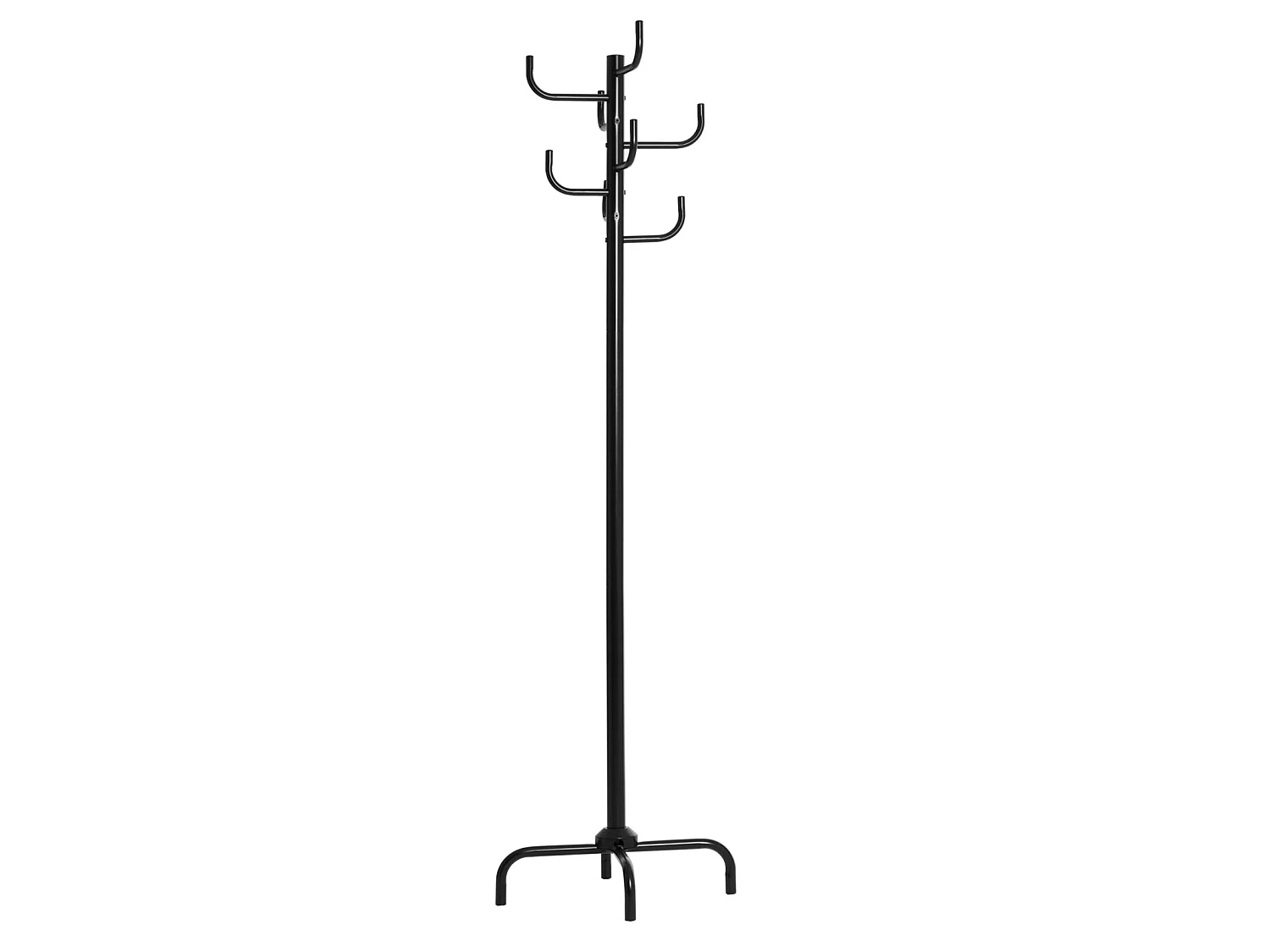 Porte-manteaux perroquet KAKTUS avec 8 portants crochets de hauteur différente, structure en métal laqué noir