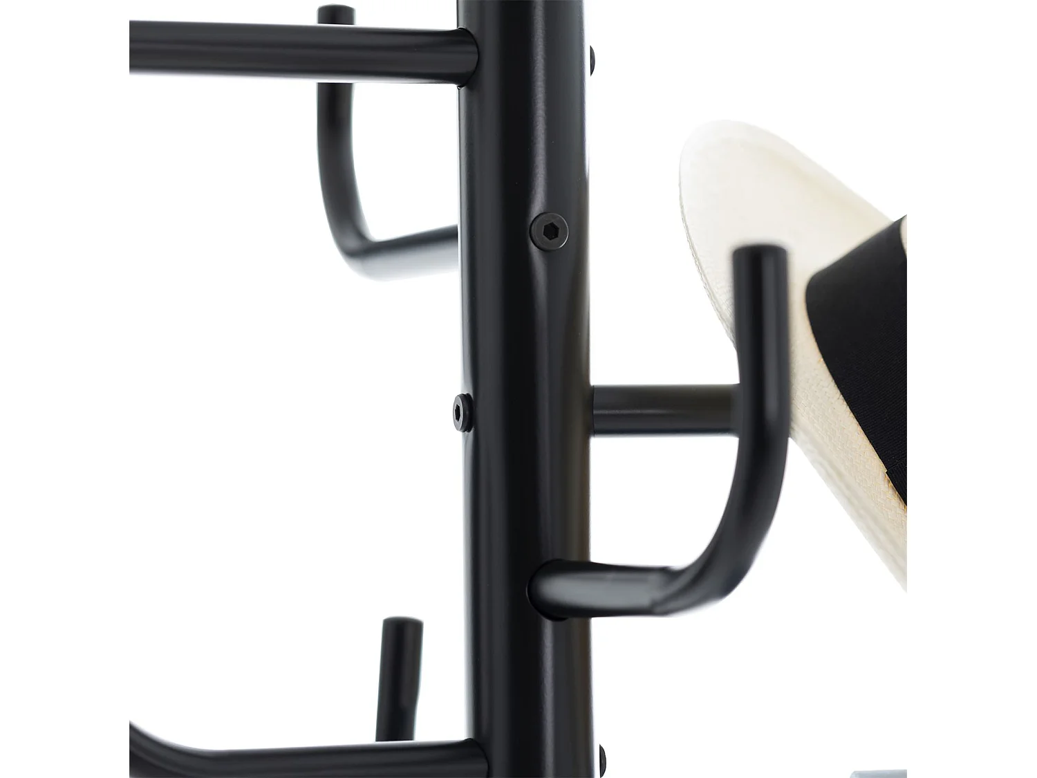 Porte-manteaux perroquet KAKTUS avec 8 portants crochets de hauteur différente, structure en métal laqué noir