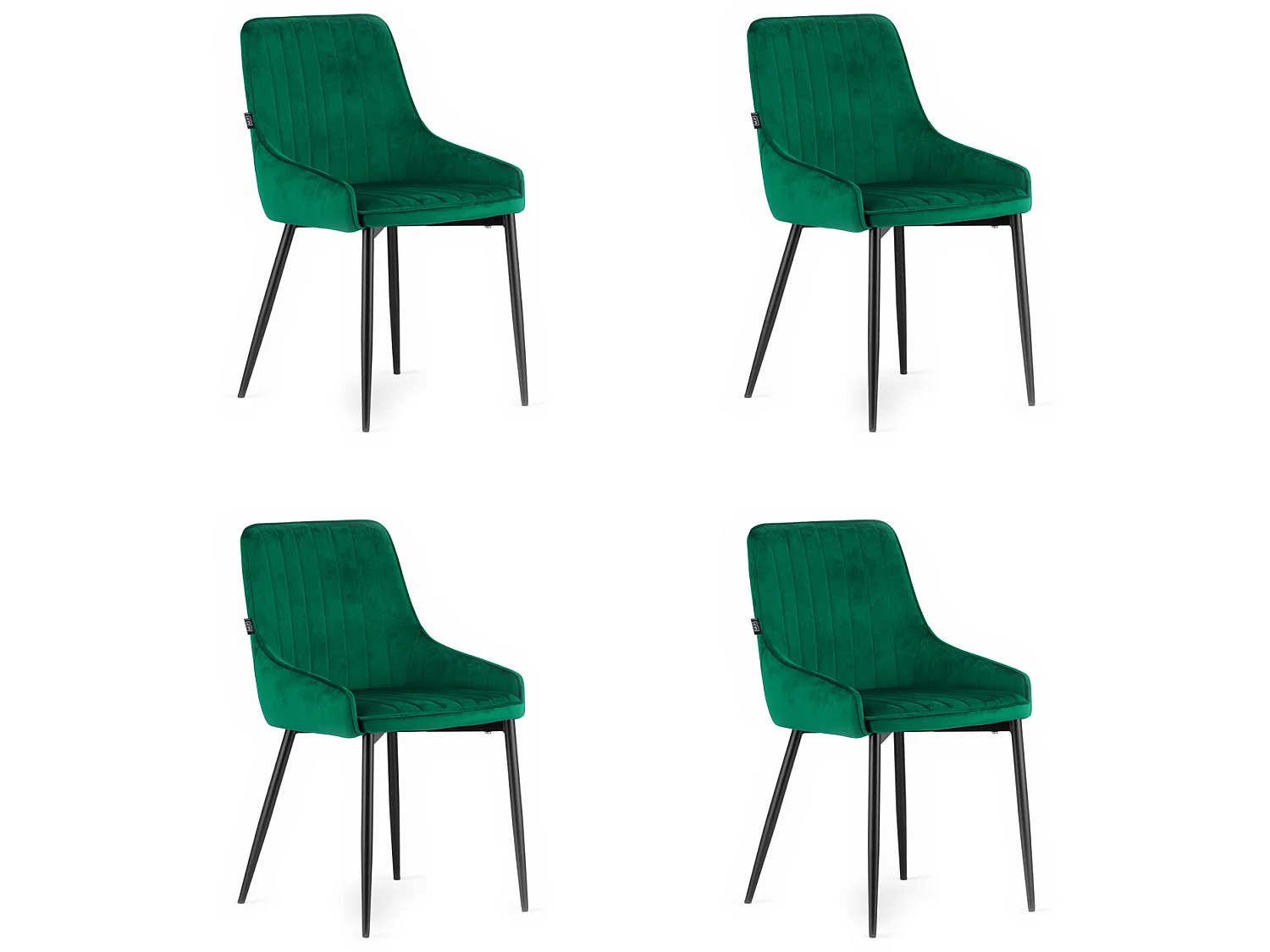 MONZAS - Lot de 4 chaises en velours style glamour  - 82.5x58x49 cm - Chaise de salle à manger