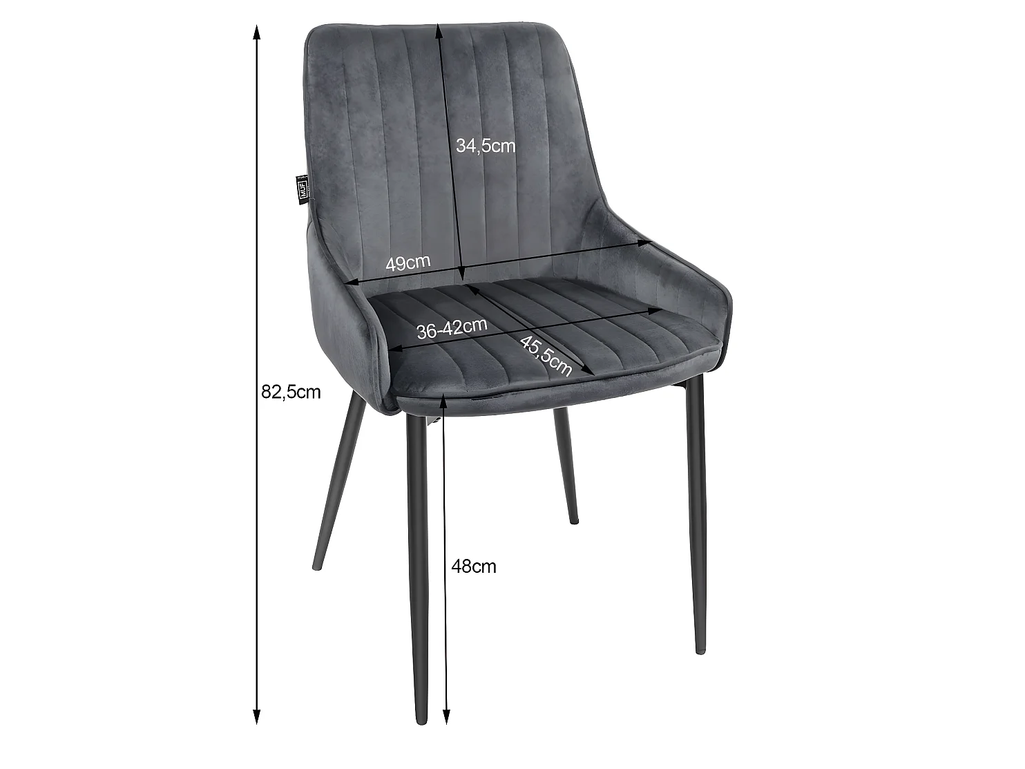 MONZAS - Lot de 4 chaises en velours style glamour  - 82.5x58x49 cm - Chaise de salle à manger