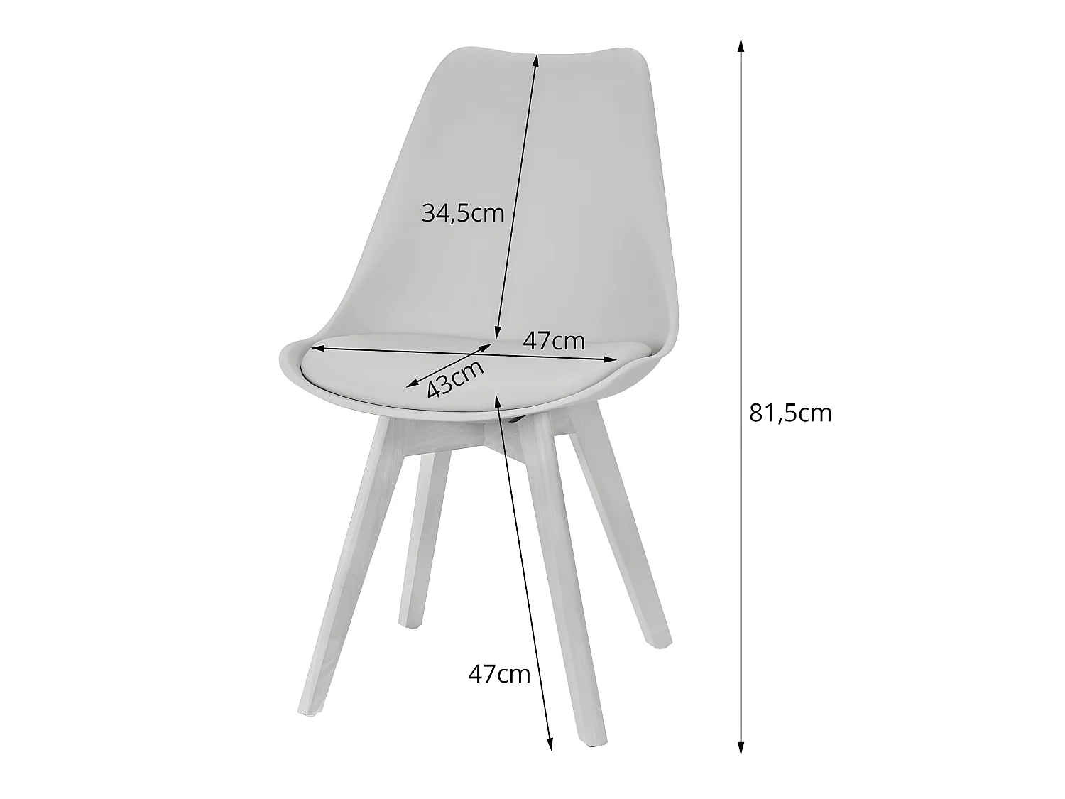 MARDI - Chaise style moderne salon/salle à manger - 49x43x82 cm - Lot de 4 chaises
