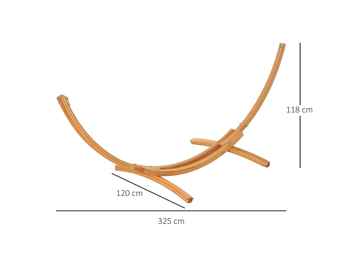 Soporte para hamaca madera natural 325x120x118 cm Outsunny