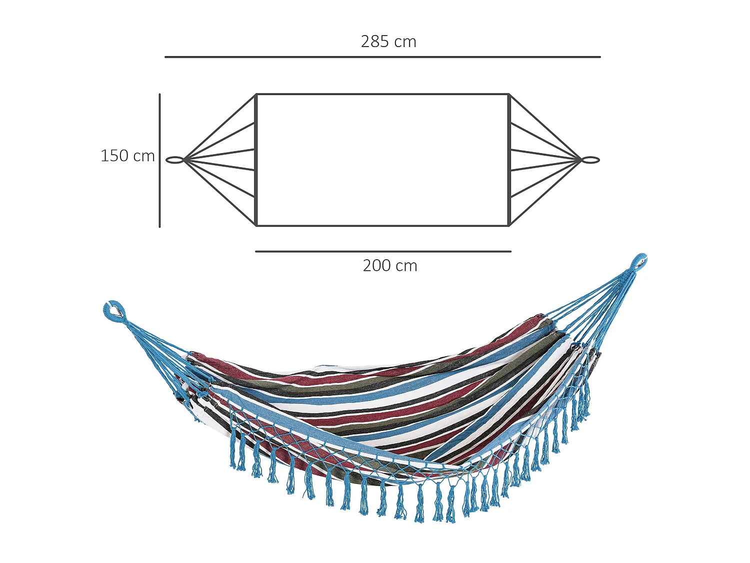 Hamaca colgante multicolor 285x150x0 cm Outsunny