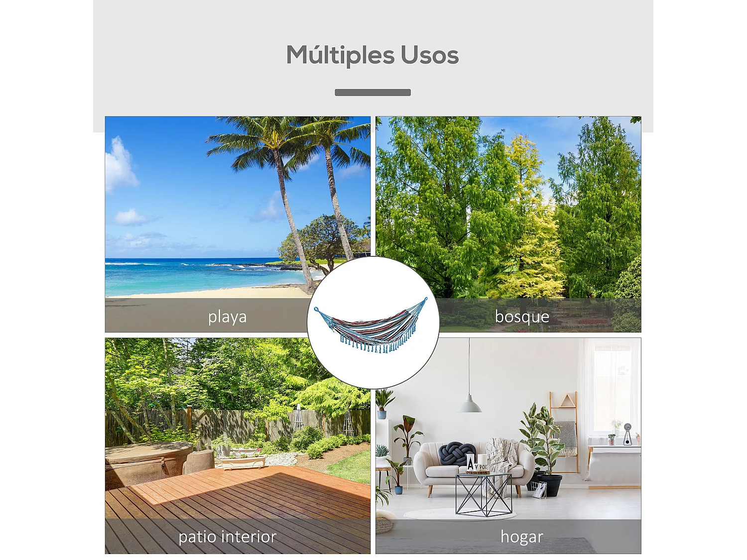 Hamaca colgante multicolor 285x150x0 cm Outsunny