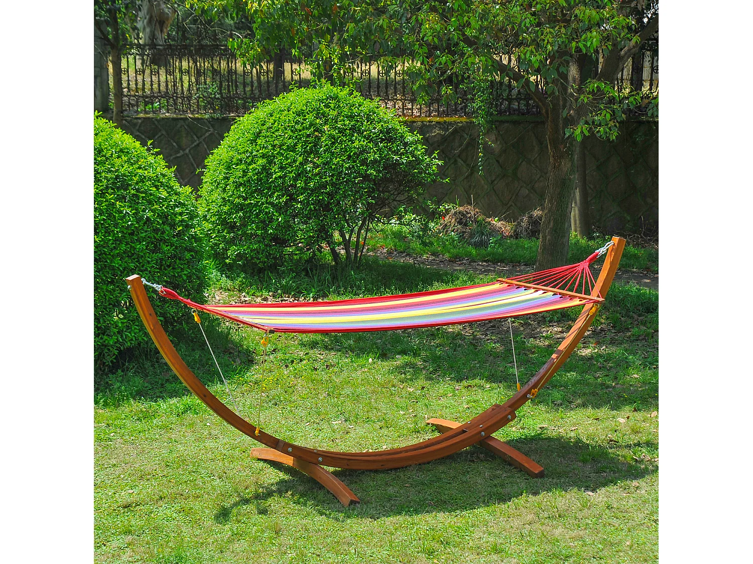 Hamaca con soporte rojo 320x118x120cm Outsunny