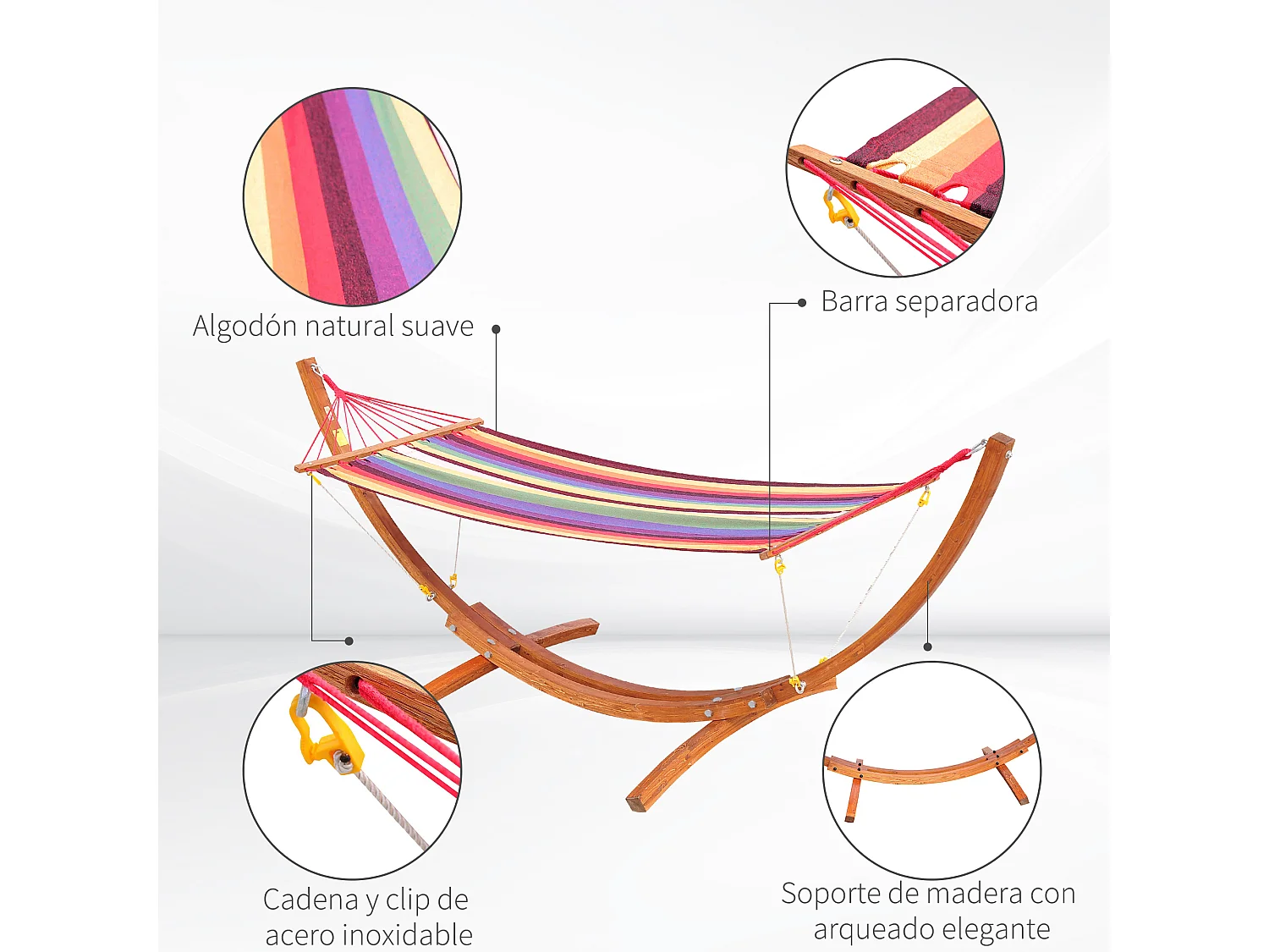 Hamaca con soporte rojo 320x118x120cm Outsunny