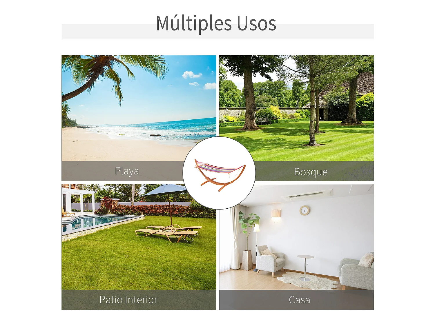 Hamaca con soporte rojo 320x118x120cm Outsunny