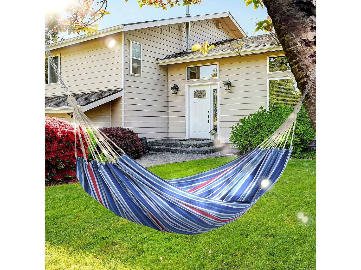 Hamaca para colgar azul, rojo 210x150 cm Outsunny