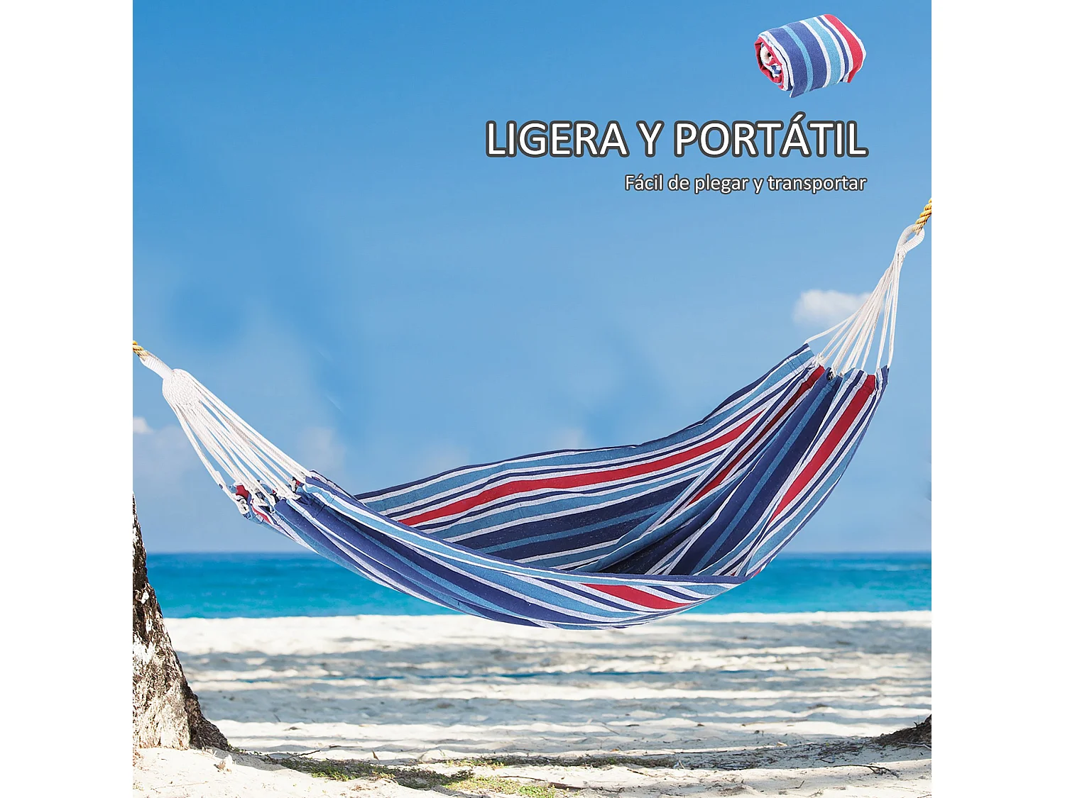 Hamaca para colgar azul, rojo 210x150 cm Outsunny