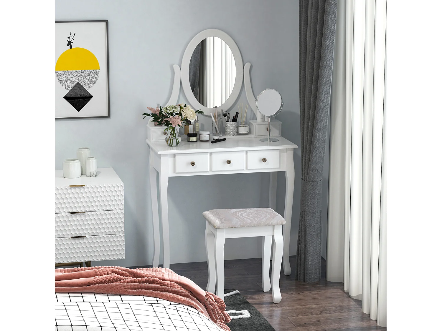 Mesa de maquillaje blanco 80x40x140 cm HOMCOM