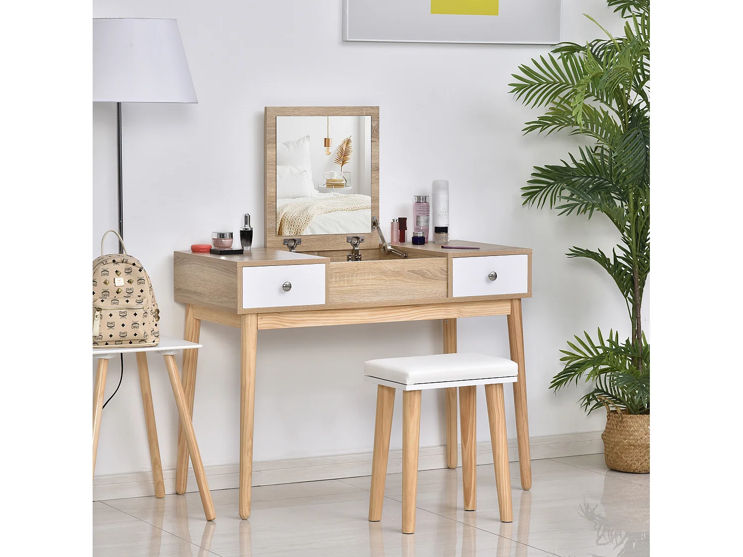 Conjunto de tocador natural 100x45x118 cm HOMCOM