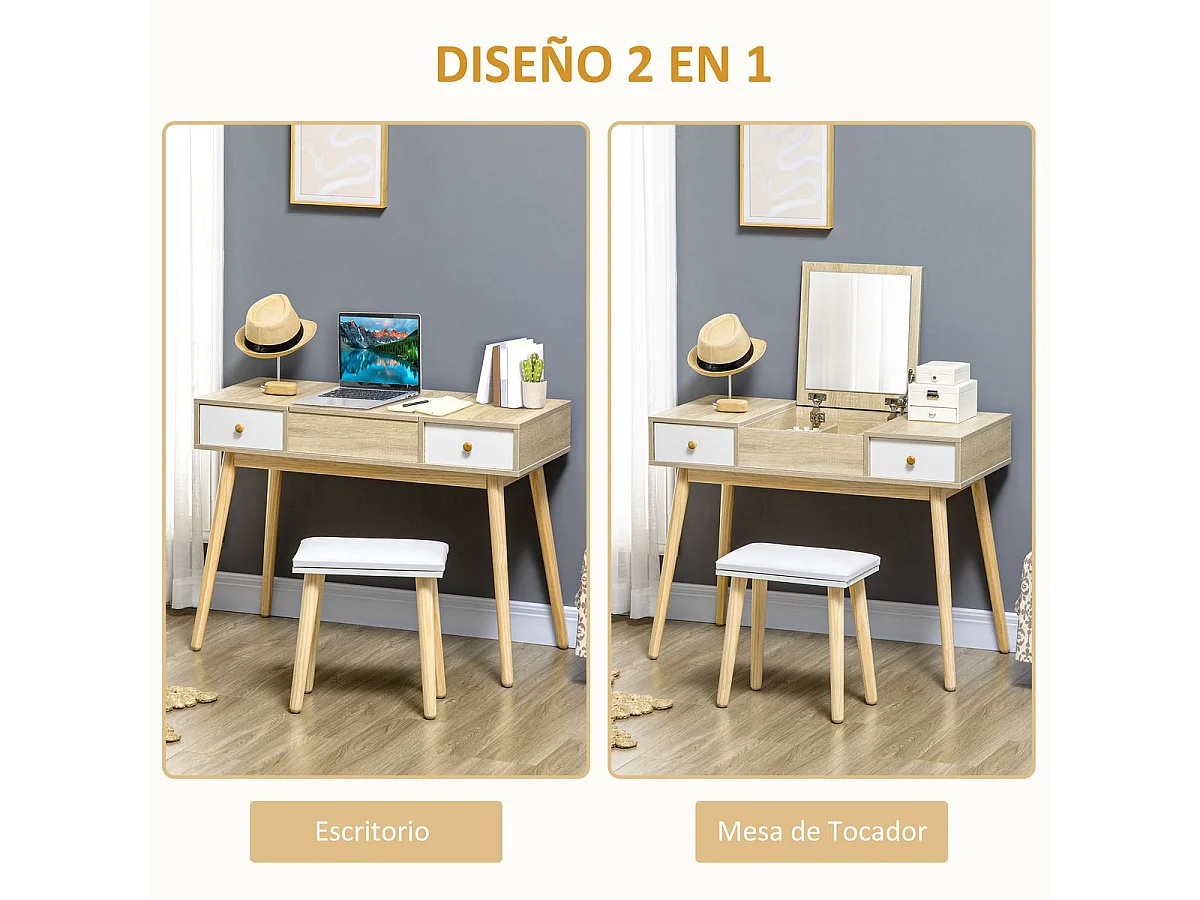 Conjunto de tocador natural 100x45x118 cm HOMCOM