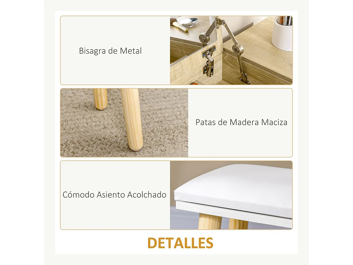 Conjunto de tocador natural 100x45x118 cm HOMCOM