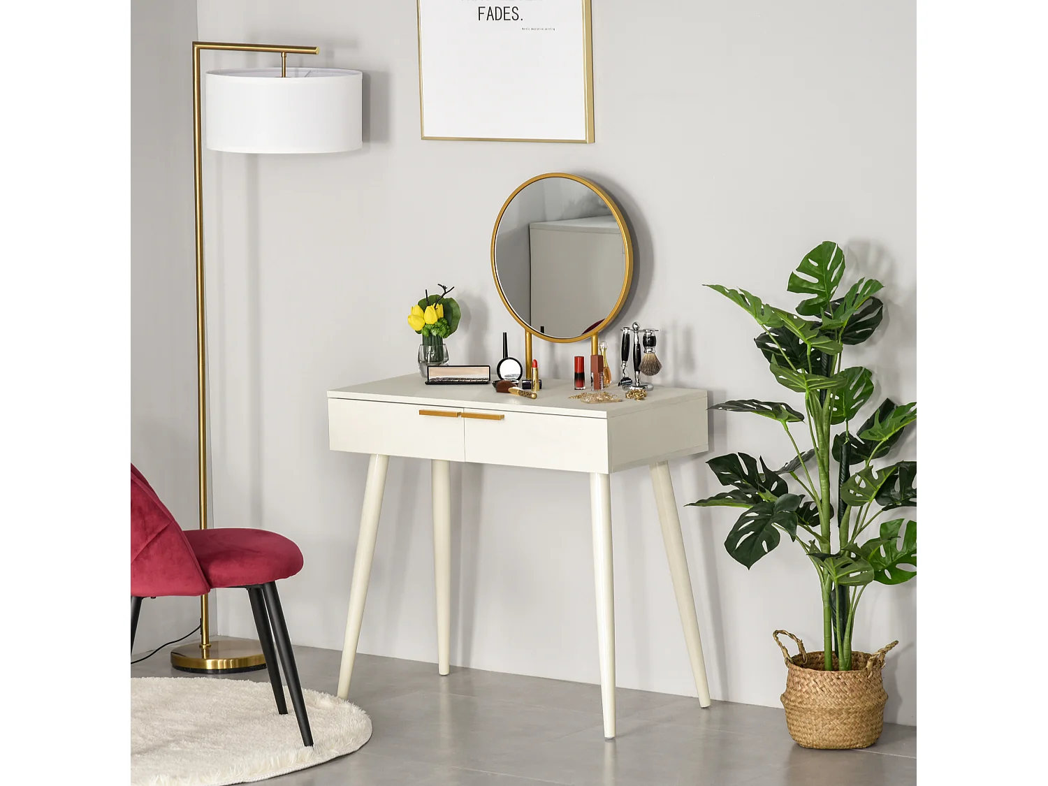 Tocador con espejo blanco 80x40x123cm HOMCOM