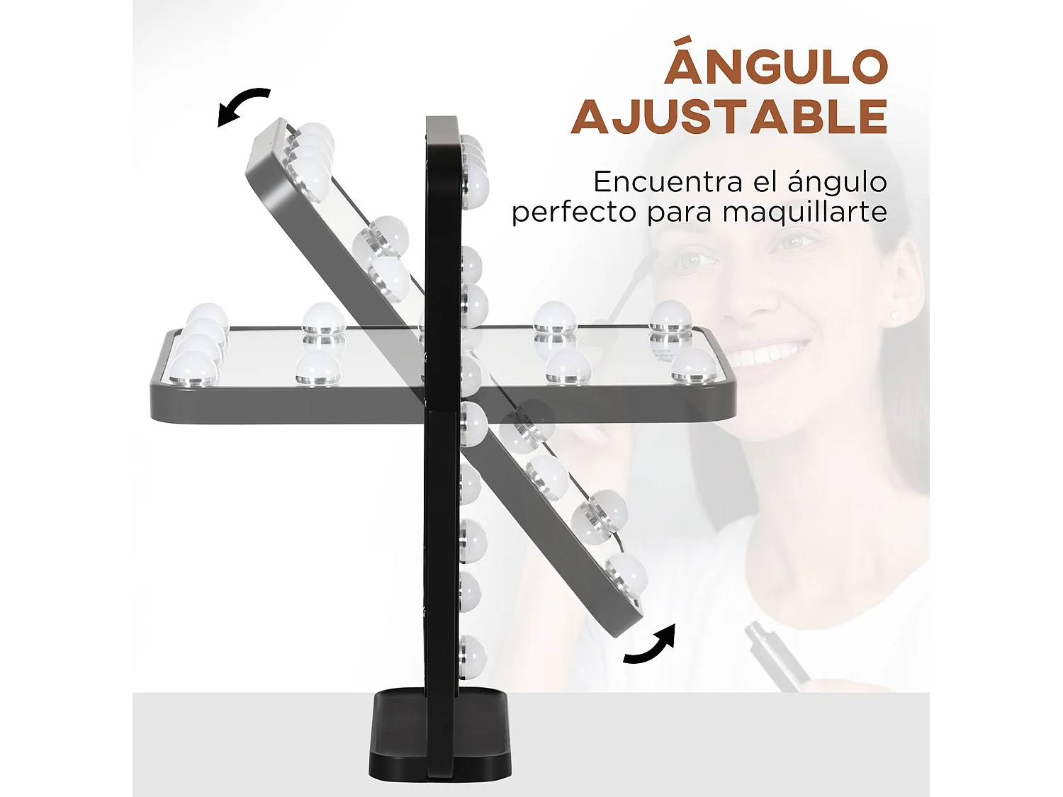 Espejo de maquillaje negro 32.8x11x47.4 cm HOMCOM