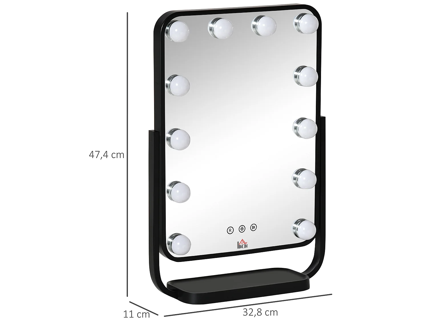 Espejo de maquillaje negro 32.8x11x47.4 cm HOMCOM