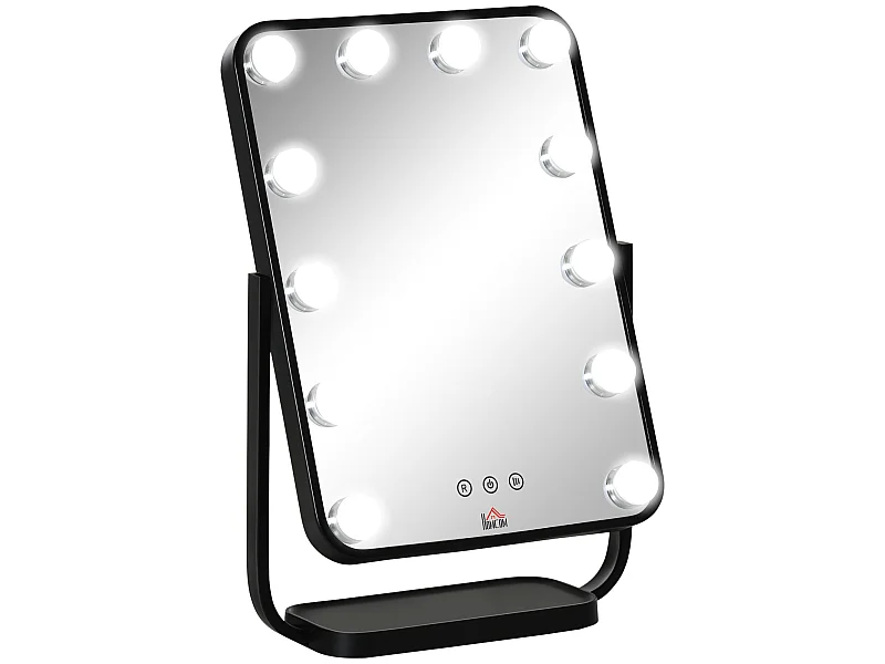 Espejo de maquillaje negro 32.8x11x47.4 cm HOMCOM