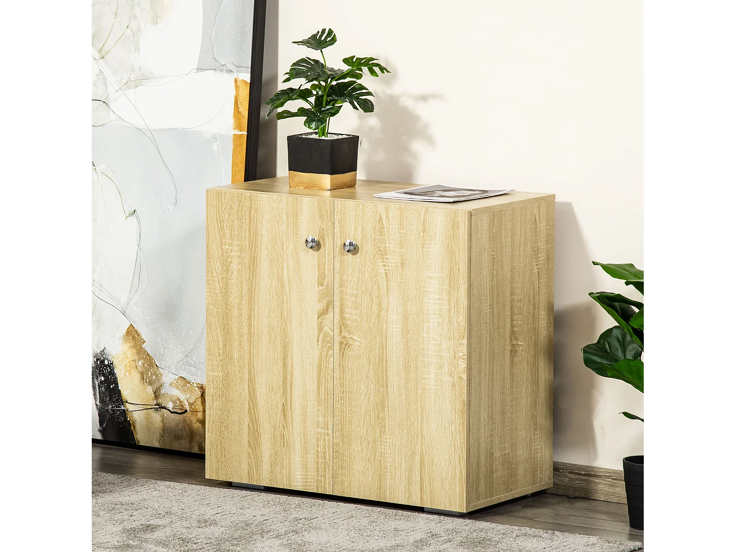 Aparador de salón madera natural 70x39x70 cm HOMCOM