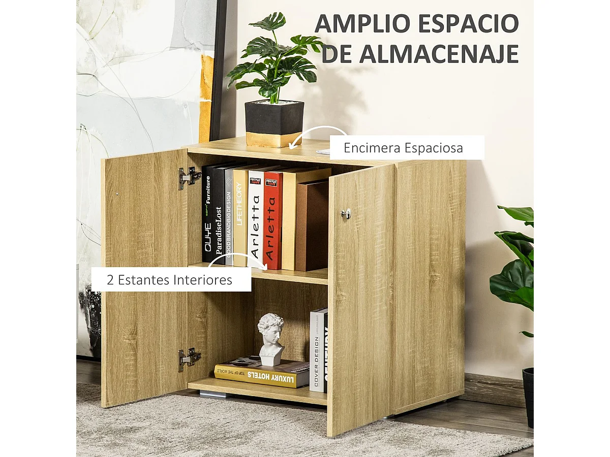Aparador de salón madera natural 70x39x70 cm HOMCOM