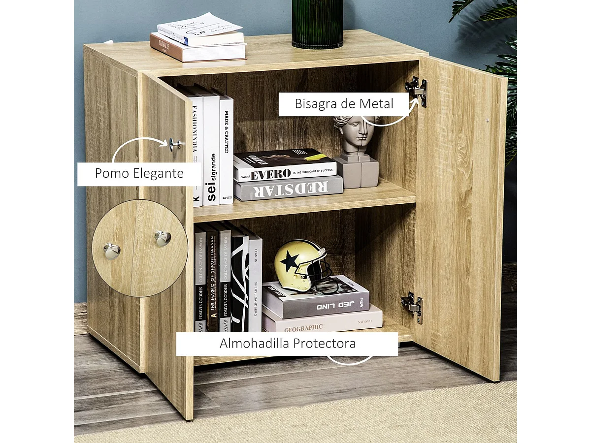 Aparador de salón madera natural 70x39x70 cm HOMCOM