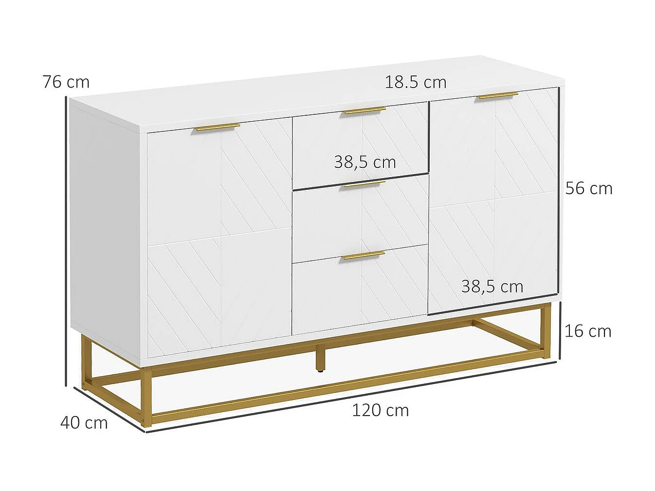 Aparador auxiliar blanco 120x40x76 cm HOMCOM