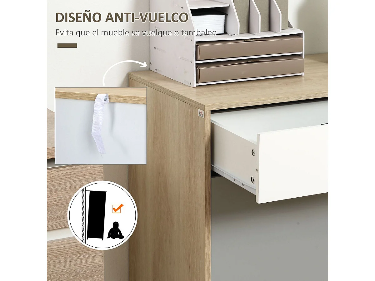 Aparador auxiliar blanco, gris, natural 100x40x79.5 cm HOMCOM