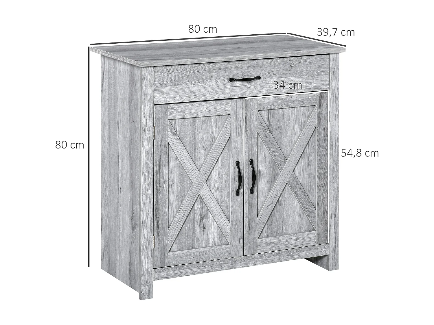 Aparador de cocina gris 80x39.7x80 cm HOMCOM