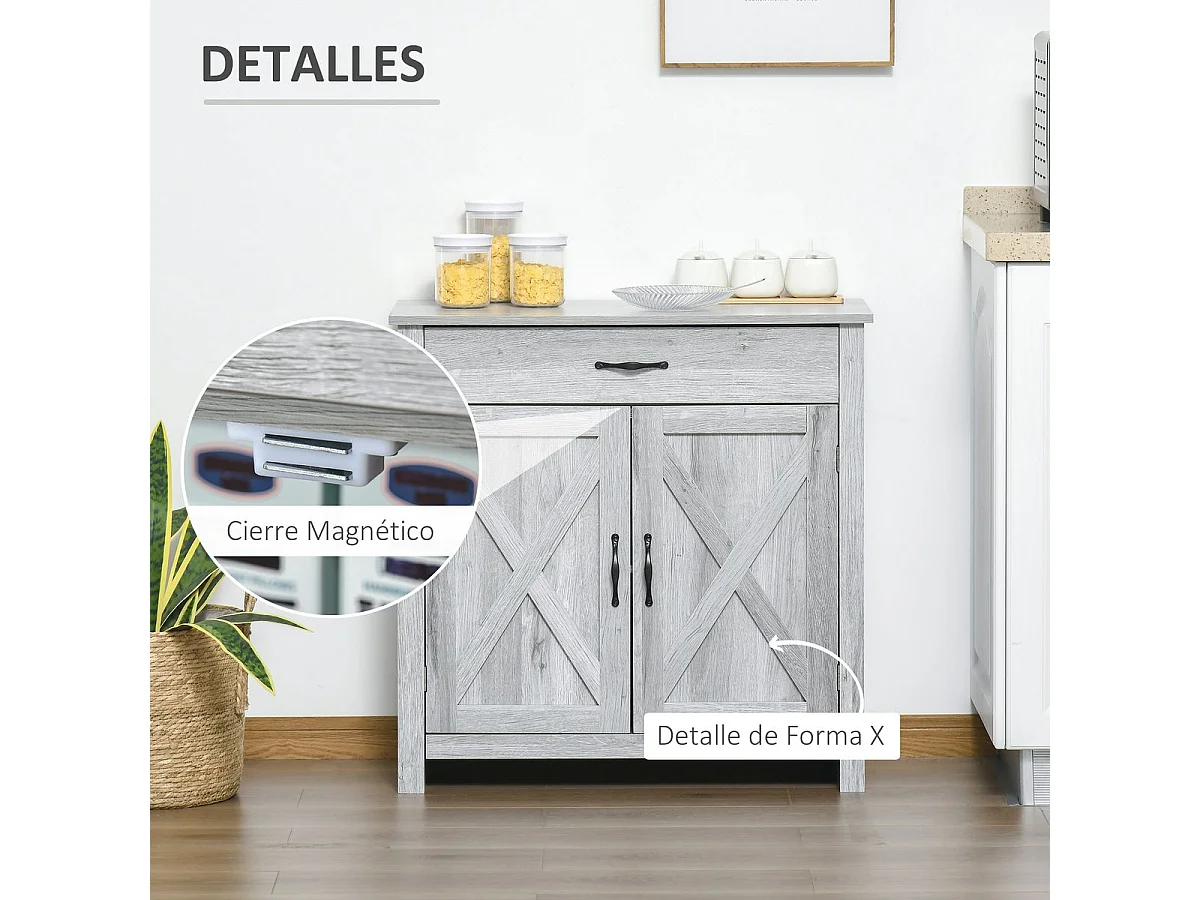 Aparador de cocina gris 80x39.7x80 cm HOMCOM