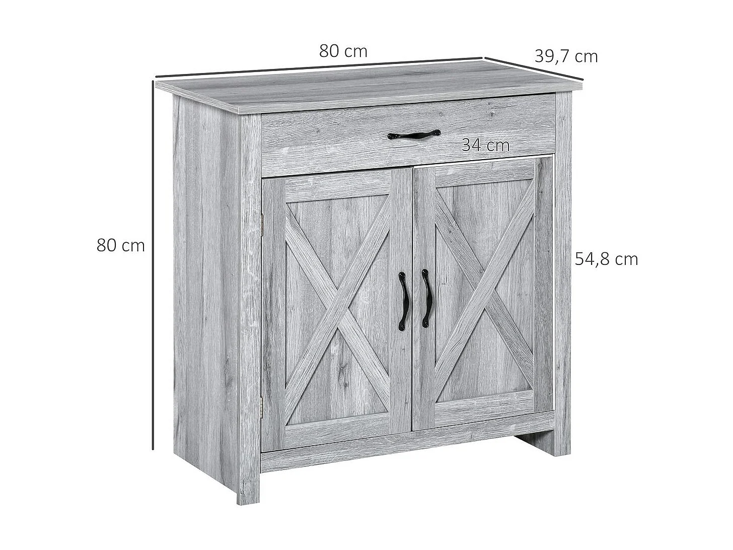 Aparador de cocina gris 80x39.7x80 cm HOMCOM