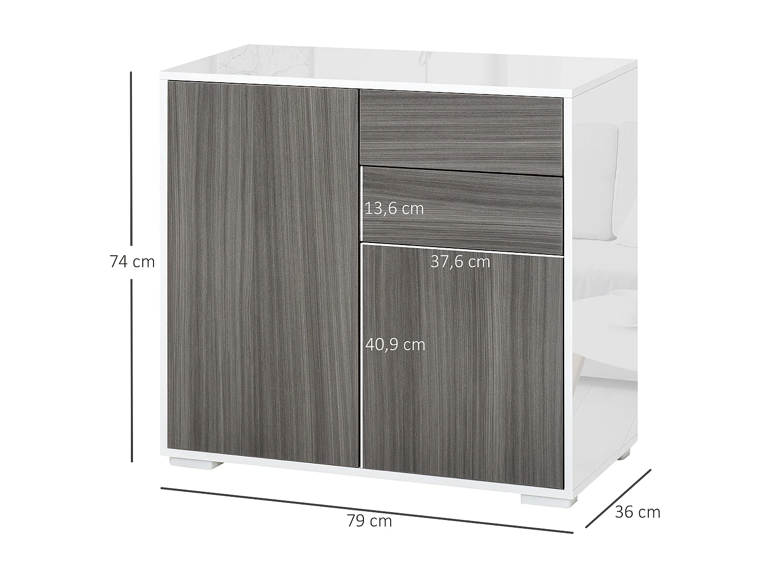 Aparador de salón gris 79x36x74 cm HOMCOM