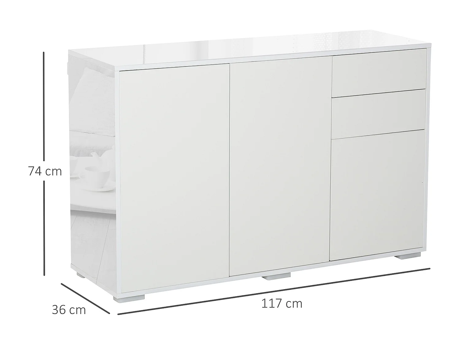 Aparador de salón blanco 117x36x74 cm HOMCOM