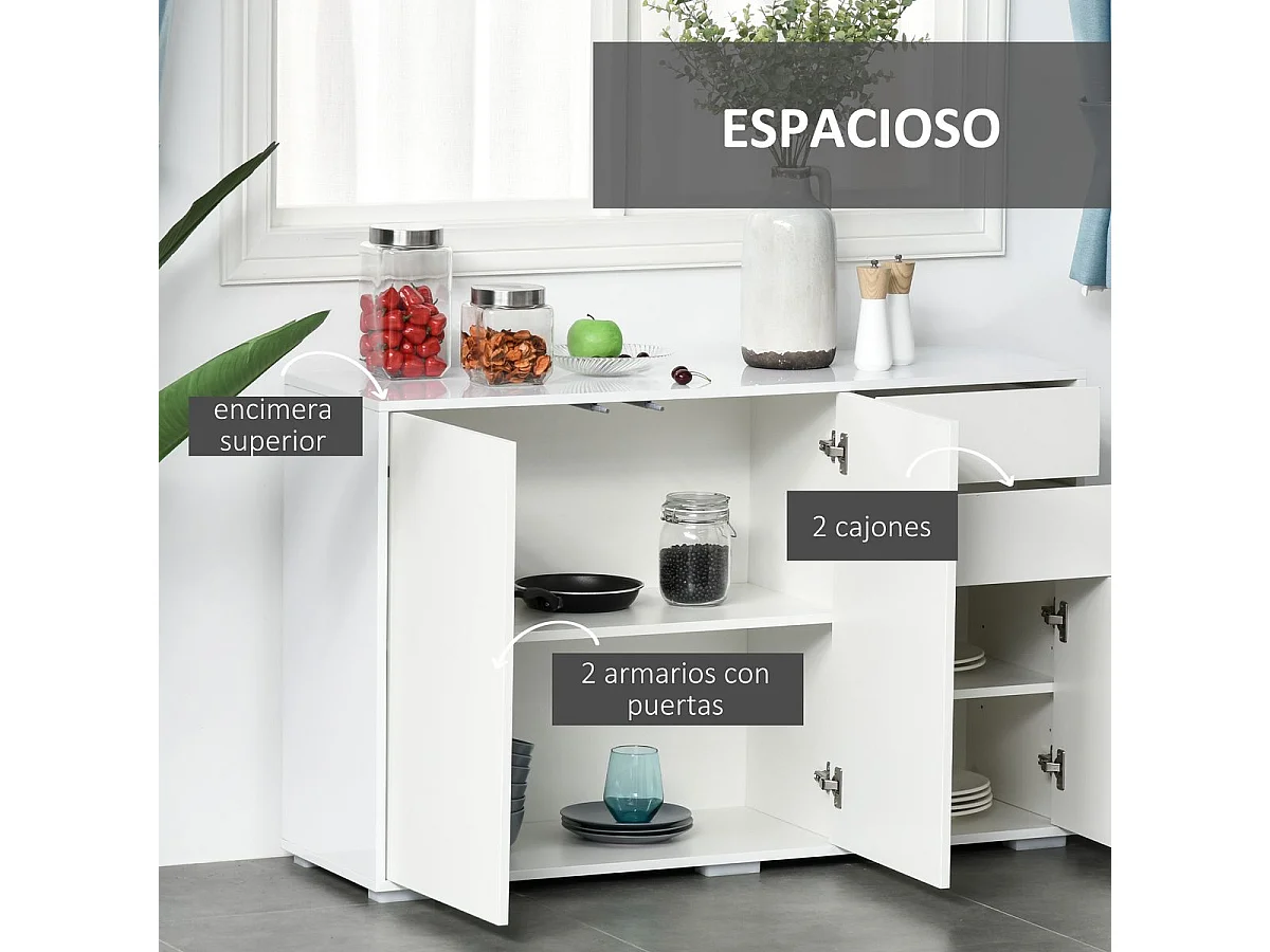 Aparador de salón blanco 117x36x74 cm HOMCOM