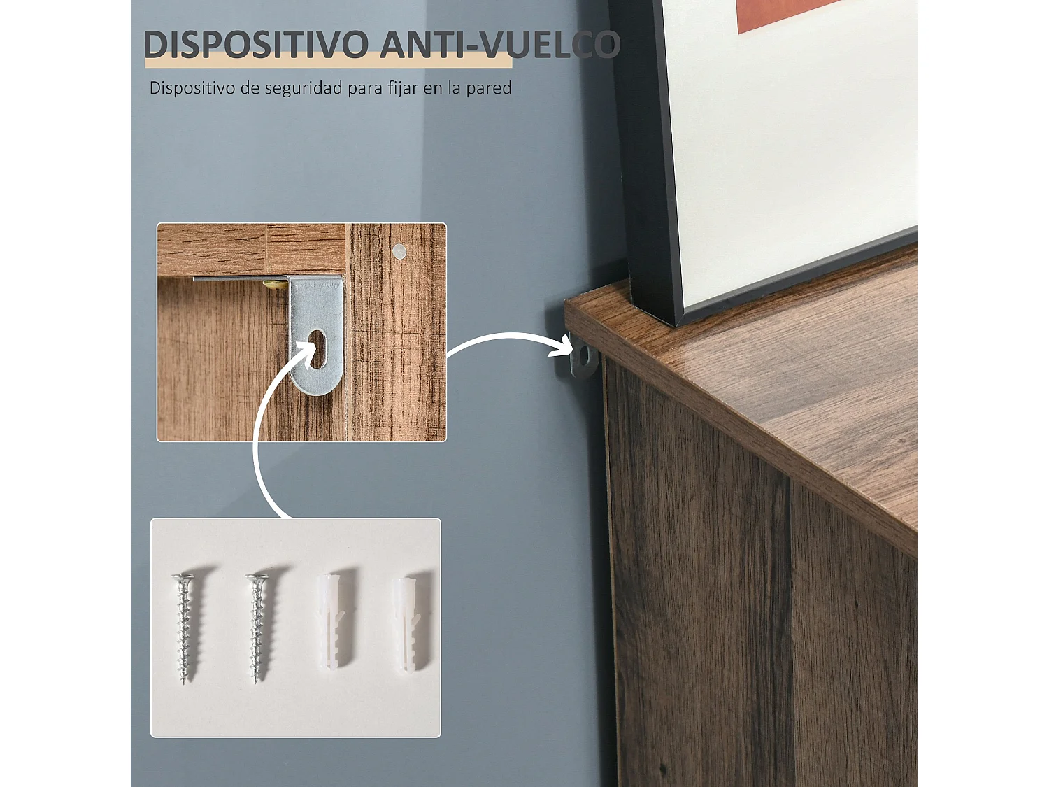 Aparador auxiliar madera natural y gris 80x35x82 cm HOMCOM